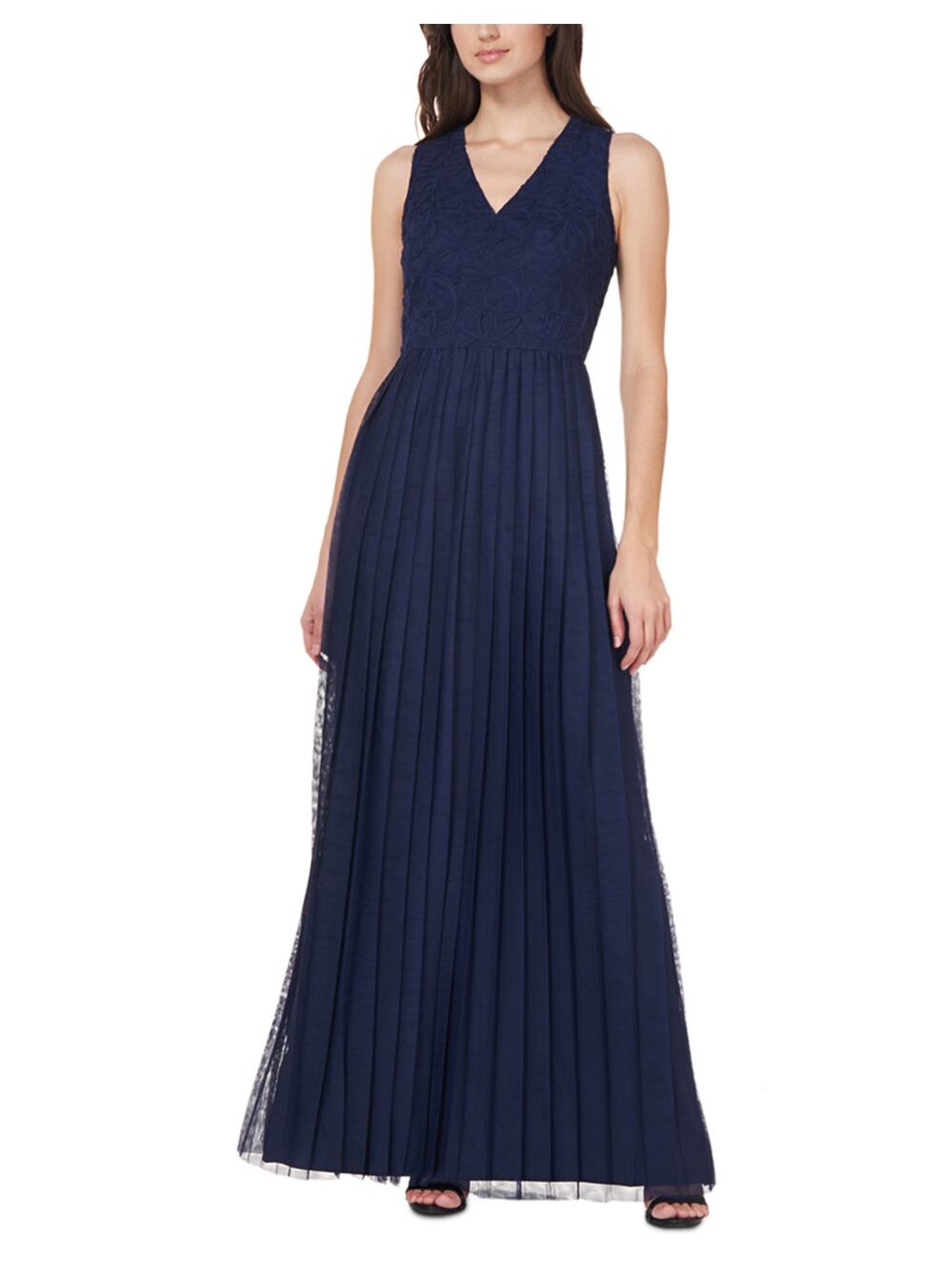 JS Collections Blue Evening Gown Lace and Chiffon A-Line Formal Dress Size 10